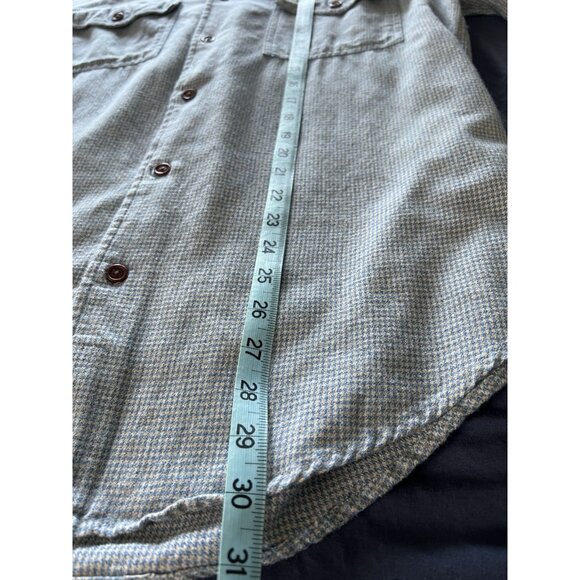 Orvis Fairbanks Shirt Mens Medium Button Up Houndstooth Blue Cream Soft Cotton - Picture 13 of 15
